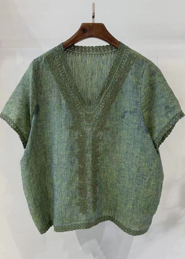 Handmade Grey Embroideried Plaid Linen Beach Vest Summer