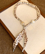 Handmade Khaki Print Woven Beading Scarf Pendant Necklace