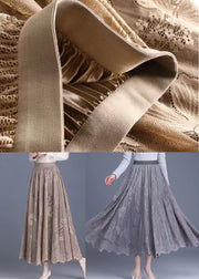 Handmade Khaki Wear On Both Sides Lace A Line Skirt Spring