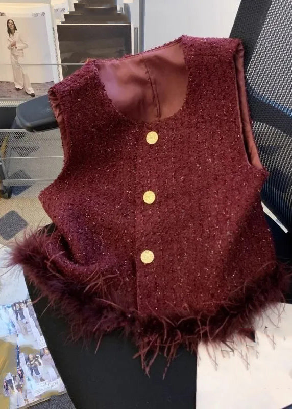 Handmade Mulberry O-Neck Patchwork Waistcoat Sleeveless