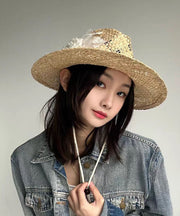 Handmade Original Lace Flower Hollow Out Straw Woven Cowboy Hat