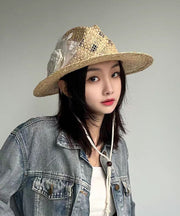 Handmade Original Lace Flower Hollow Out Straw Woven Cowboy Hat