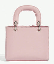 Handmade Pink Embroidered Flower Faux Leather Mini Bag