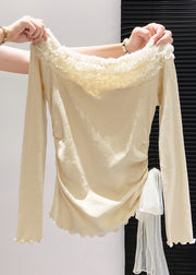 Handmade Pink Ruffled Patchwork Cotton Tops Fall