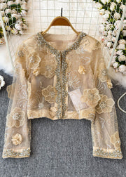 Handmade Pink Sequins Pearl Tulle Coats Spring
