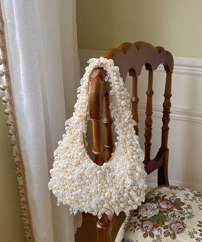 Handmade Pink Woven Bead Pearl Tote Bag