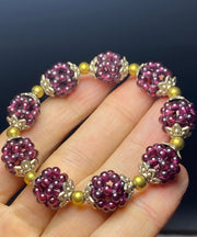 Handmade Purple Alloy Pomegranate Garnet Chain Bracelet