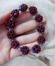Handmade Purple Alloy Pomegranate Garnet Chain Bracelet