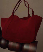 Handmade Red Large Capacity Faux Leather Tote Handbag