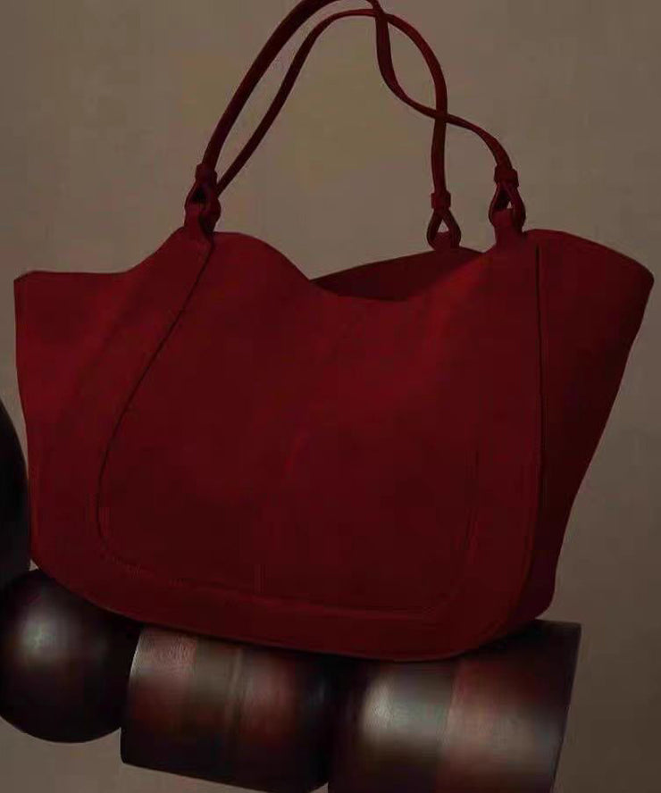 Handmade Red Large Capacity Faux Leather Tote Handbag