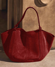 Handmade Red Large Capacity Faux Leather Tote Handbag