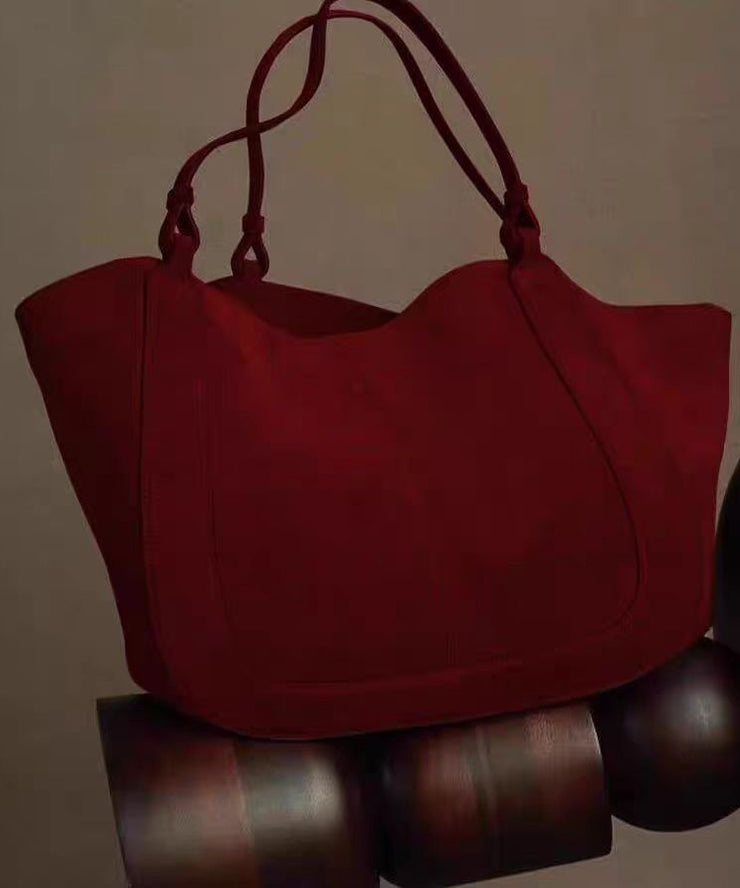 Handmade Red Large Capacity Faux Leather Tote Handbag