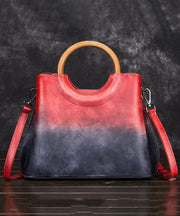 Handmade Retro Green Gradient Calf Leather Tote Bag