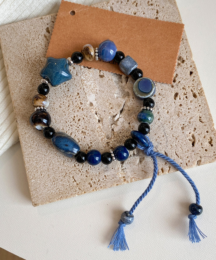Handmade Royal Blue Weave Star Ceramics Charm Bracelet