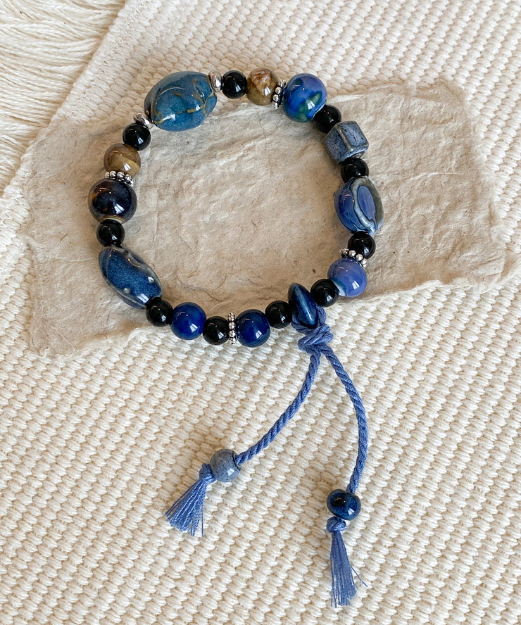 Handmade Royal Blue Weave Star Ceramics Charm Bracelet