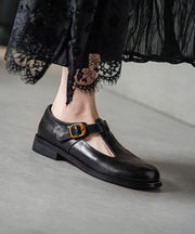 Handmade Splicing Flat Feet Shoes Pink Horsehide Leather