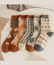 Handmade Thick Jacquard Cotton Crew Socks
