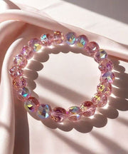 Handmade Weave Pink Crystal Chain Bracelet