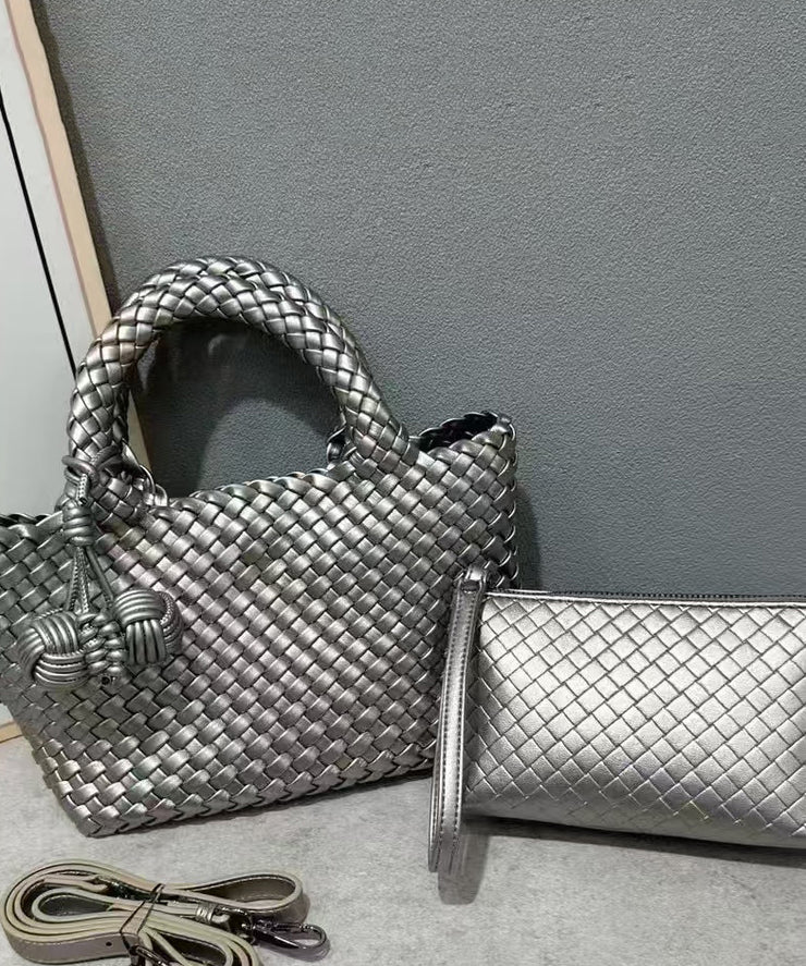 Handmade Weave Solid Durable Leather Tote Bag