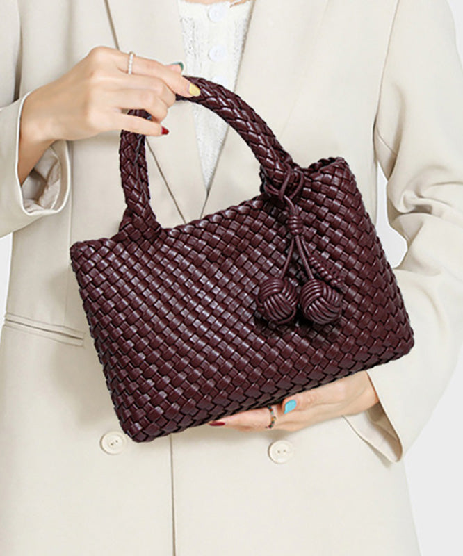 Handmade Weave Solid Durable Leather Tote Bag