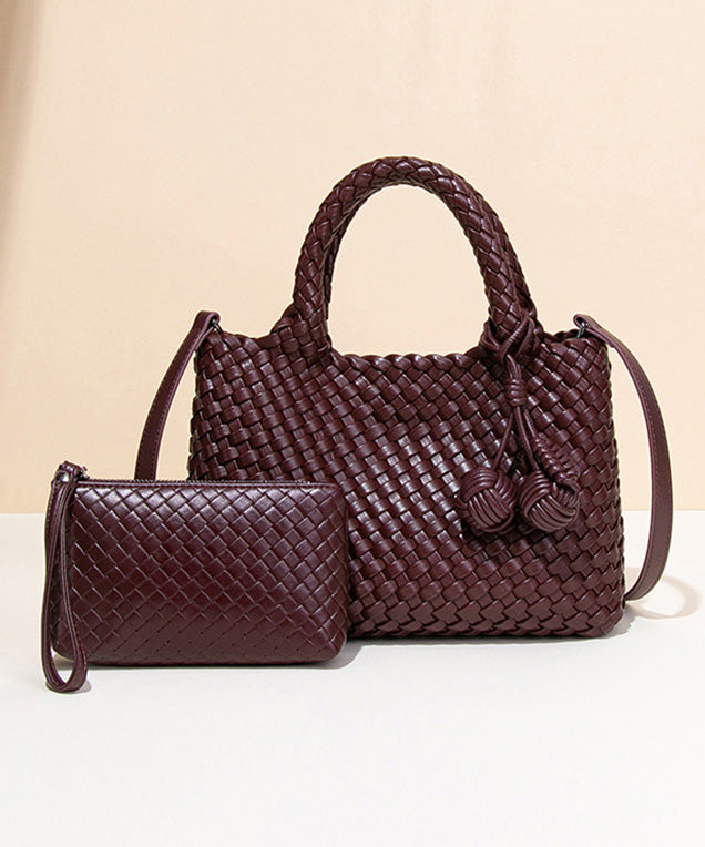Handmade Weave Solid Durable Leather Tote Bag
