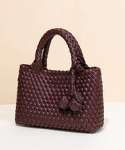 Handmade Weave Solid Durable Leather Tote Bag
