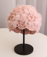Handmade White Hollowed Out Flower Rabbit Hair Knitted Boonie Hat