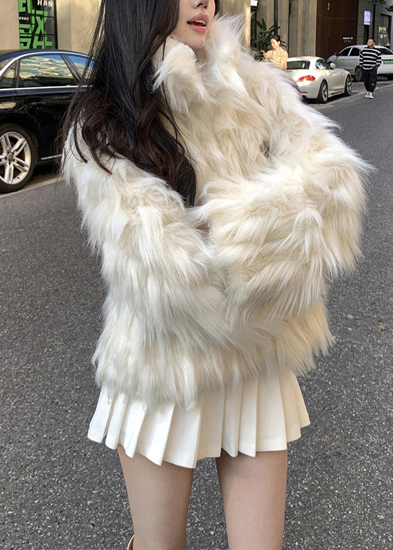 Handmade White Oversized Warm Faux Fox Fur Coats Winter
