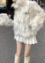 Handmade White Oversized Warm Faux Fox Fur Coats Winter