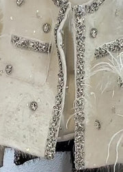 Handmade White Zircon Feather Cotton Filled Coat Winter