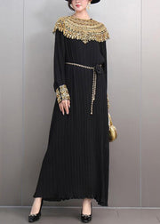 Haute Couture Moment Red Pleated Gown Gold Accents Autumn