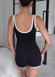 Ignite Black Patchwork One Piece Workout Suit Athletic Leggings