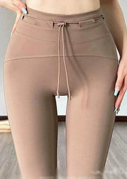 Ignite Brown Tummy Control Drawstring Flare Leggings