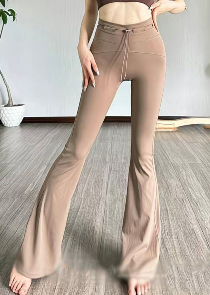 Ignite Brown Tummy Control Drawstring Flare Leggings