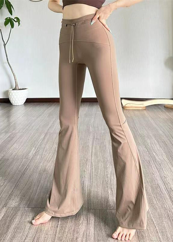 Ignite Brown Tummy Control Drawstring Flare Leggings