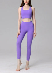 Ignite Lavender High Waist Sports Bra And Leggings Set Suit Running Leggings