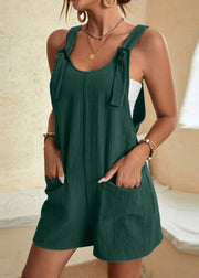 Italian Army Green Pockets Patchwork Solid Jumpsuit Sleeveless