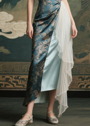 Italian Asymmetrical Patchwork Tulle Cami Dress Summer