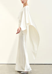 Italian Beige Asymmetrical Solid Silk Long Dress Summer