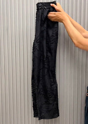 Italian Black Elastic Waist Jacquard Tulle Harem Pants Summer
