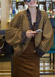 Italian Black Embroidered Wear On Both Sides Cotton Coats Batwing Sleeve