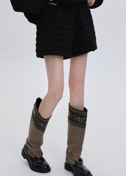 Italian Black Hooded Oversized Fine Cotton Filled Two Pieces Set Winter