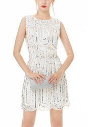 Italian Black Print Chiffon Day Dress Sleeveless