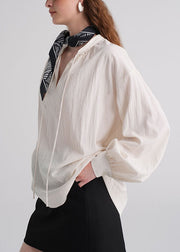 Italian Blue Striped V Neck Floral Cotton Shirt Fall