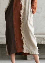 Italian Colorblock Asymmetrical Patchwork Faux Fur Maxi Dresses Fall