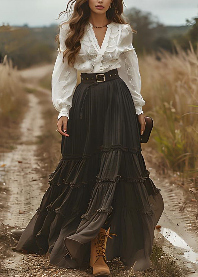 Italian Colorblock V Neck Ruffled Patchwork Cotton suit Spring