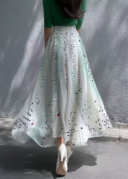 Italian Gradient Color Print Chiffon A Line Skirts Summer