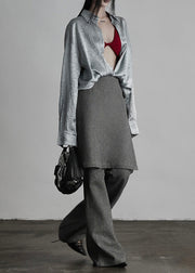 Italian Grey Fake Two-Piece Split Design Suit Pants Fall