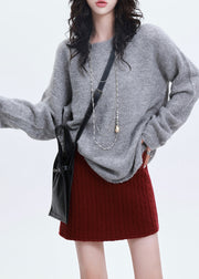 Italian Grey Oversized Thick Knit Sweater Tops Winter