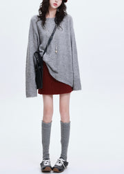 Italian Grey Oversized Thick Knit Sweater Tops Winter